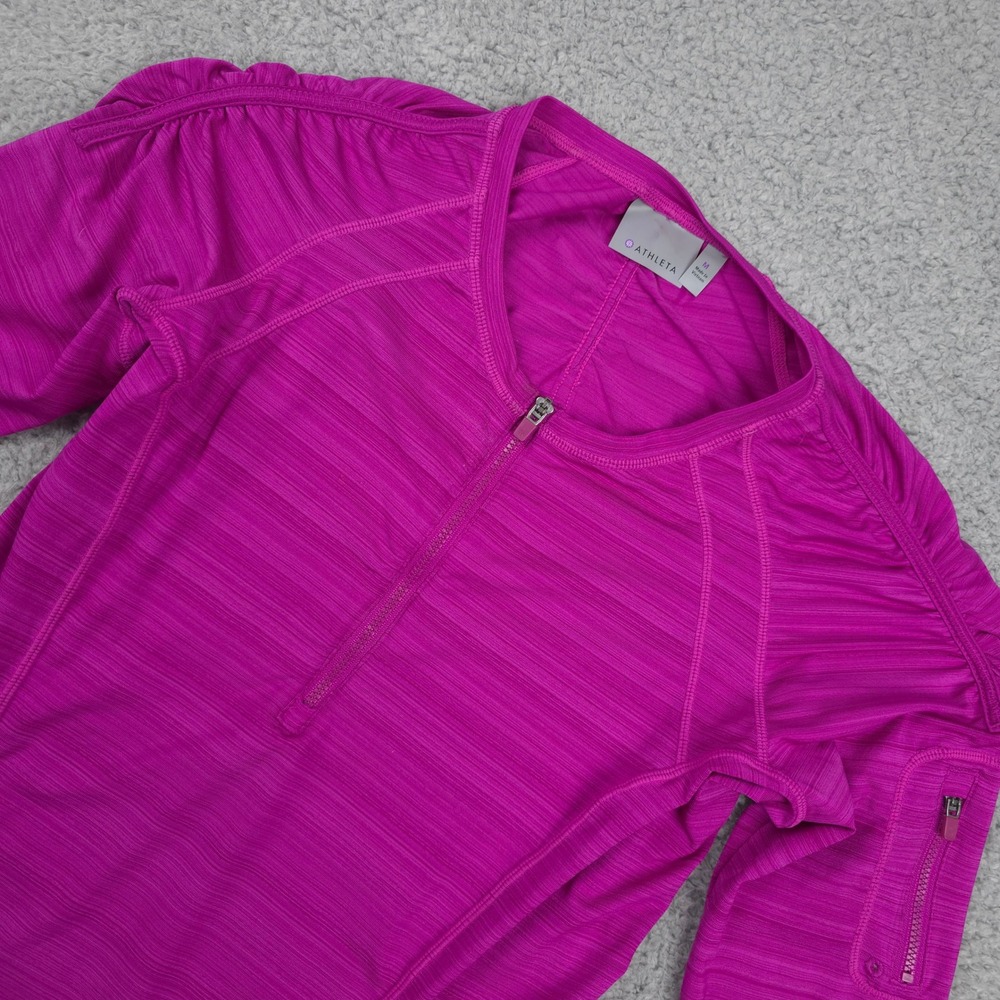 Athleta Long Sleeve Top Half Zip Ruched Athletic Purple Size M‎